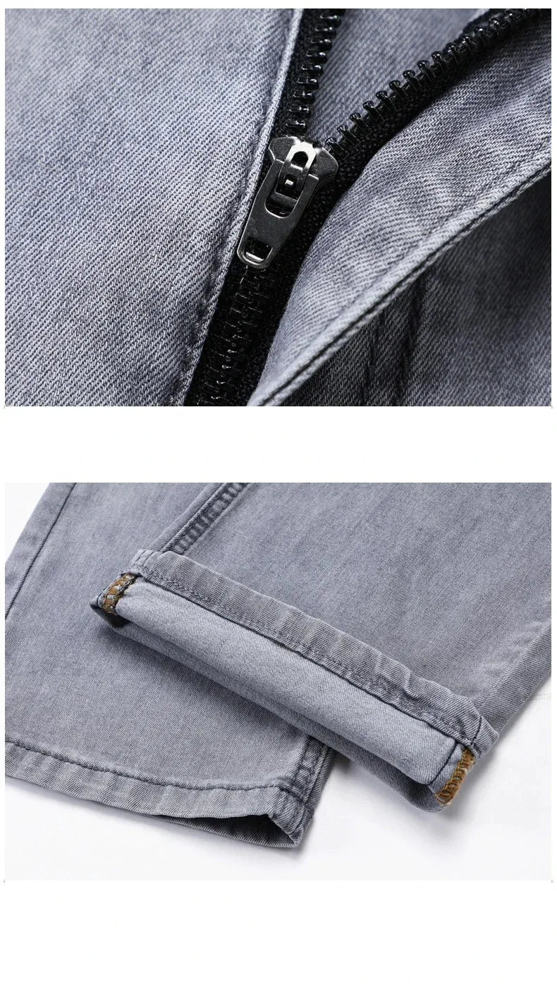 Men's Stretch Straight Jeans — Smart Casual Business Denim, Sizes 29–42