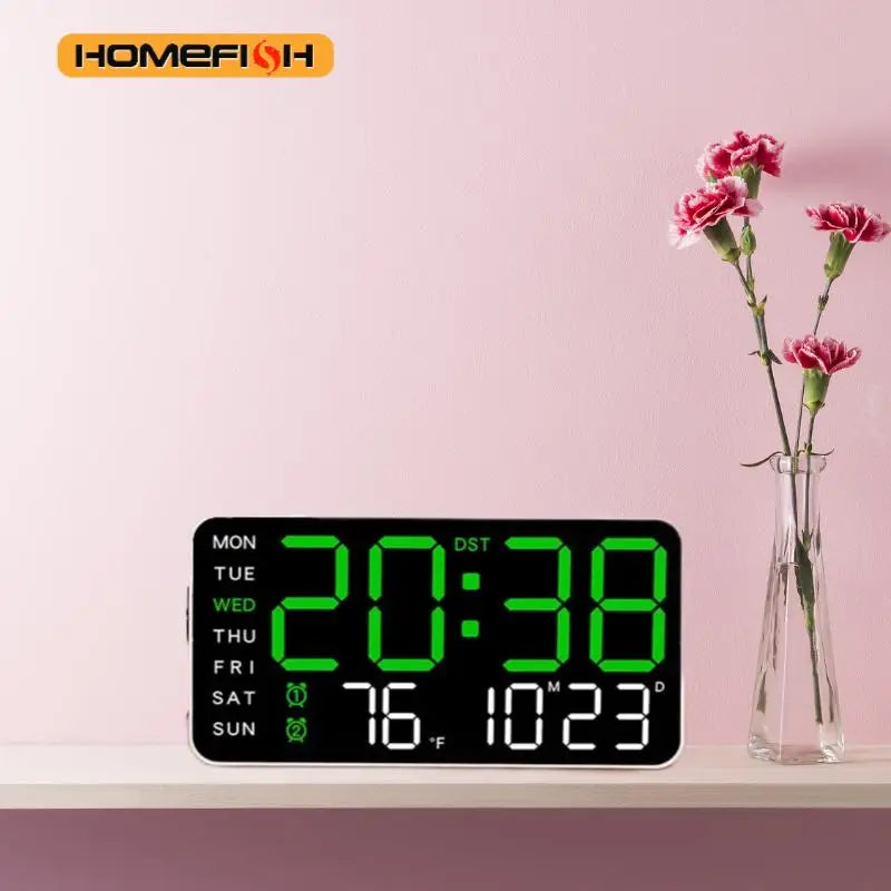 Giant LED Digital Wall Clock — Time, Temperature, Date & Alarm