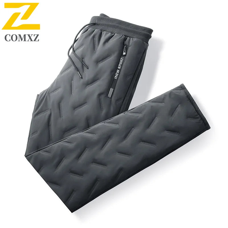 Men’s Insulated Waterproof Winter Jogger Pants — Fleece-Lined Down Cotton Warm Trousers up to 7XL