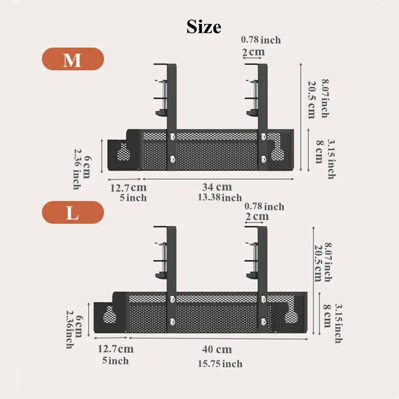 Under-Desk Cable Organizer Tray — No-Drill, Clamp-On