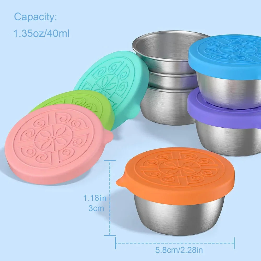 Stainless Steel Salad Dressing Container — 40ml Leakproof Reusable Cup with Silicone Lid