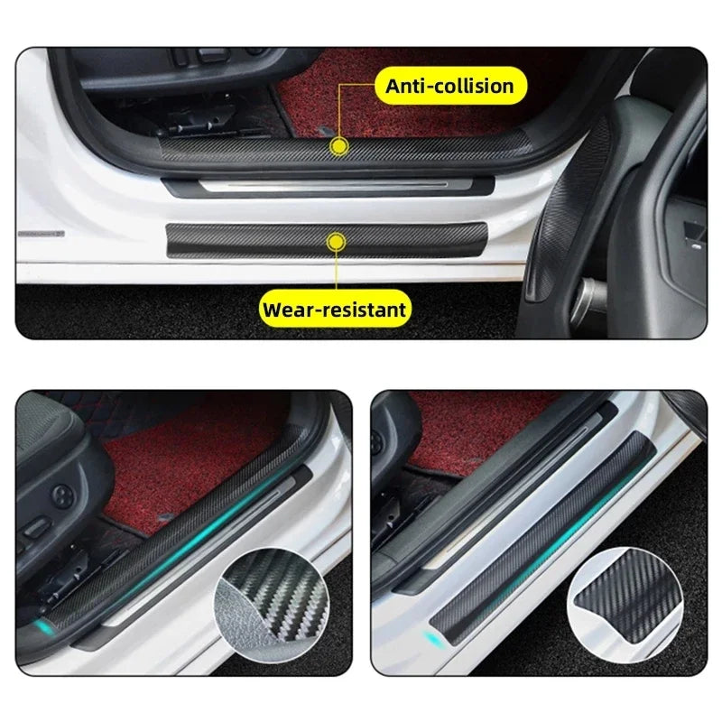 Cinta Protectora para Puertas de Coche de Nanofibra de Carbono — Tira Adhesiva Impermeable Antirrayas 1–5m