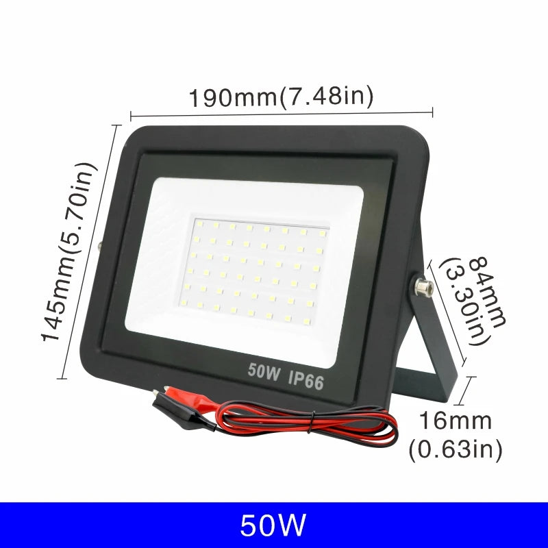 DC 12V LED Flood Light — 20W/30W/50W/100W Waterproof Outdoor Spotlight IP66