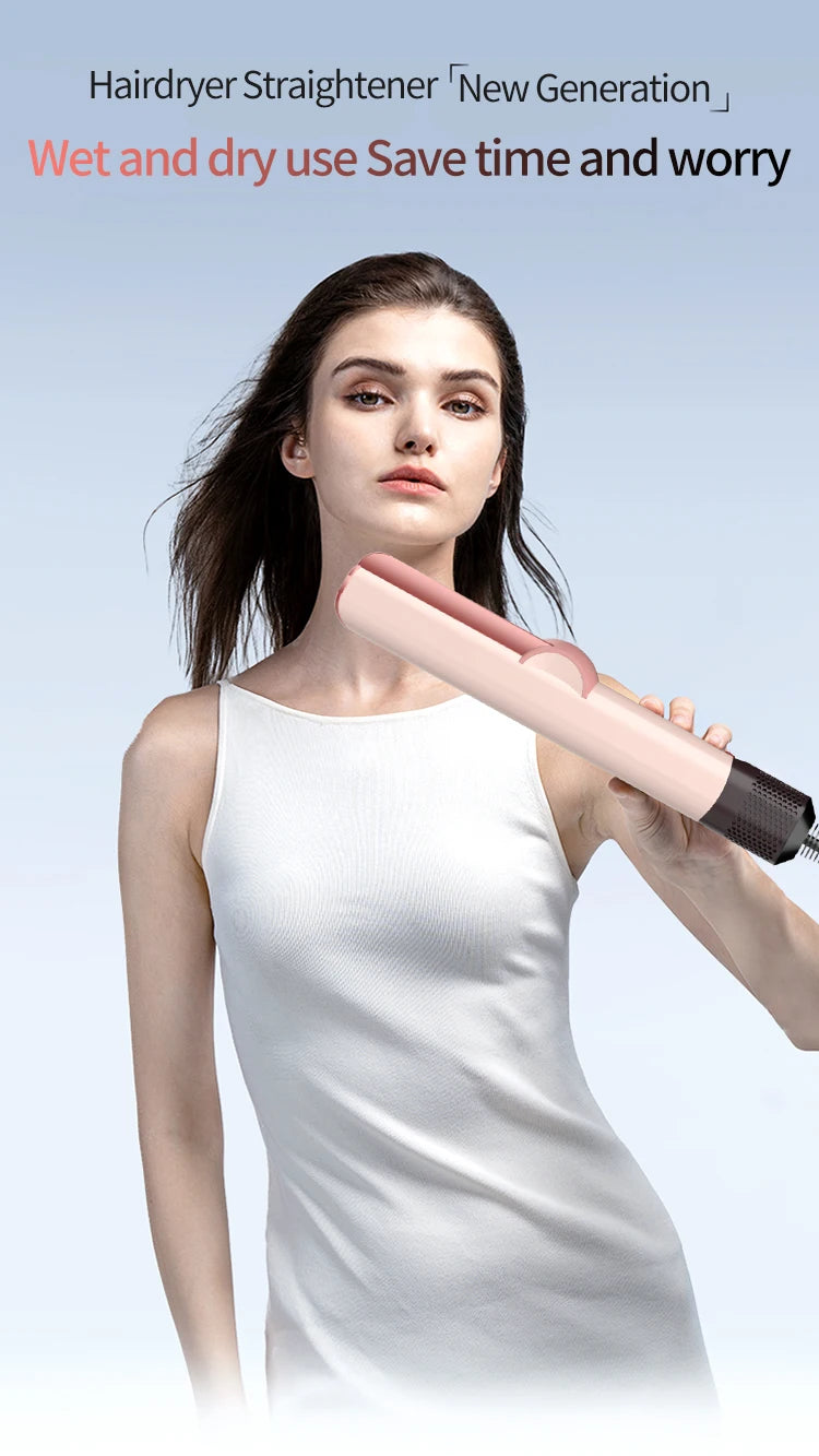 2-in-1 Hair Dryer & Flat Iron — Negative Ion Hair Styler for Drying & Straightening
