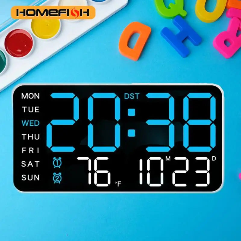 Giant LED Digital Wall Clock — Time, Temperature, Date & Alarm