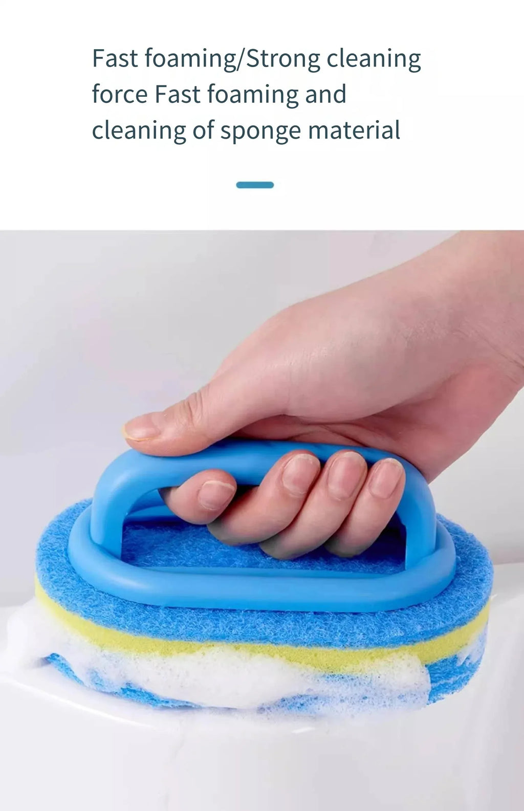 Cepillo de limpieza de cocina con mango — Estropajo de alta densidad para ollas, azulejos y paredes