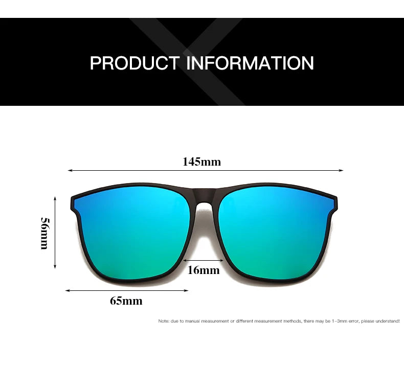 Gafas de sol polarizadas fotocromáticas de clip — Cuadradas, antideslumbrantes UV400, estilo vintage