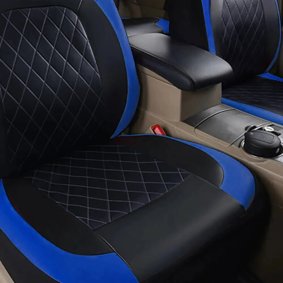 Quilted PU Leather Car Seat Cover Set — Full 9-Piece Waterproof Universal Fit for Sedan, SUV & Truck