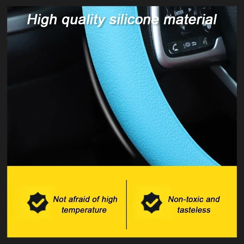 Universal Silicone Steering Wheel Cover — Anti-Slip Elastic Glove for 38cm Wheels