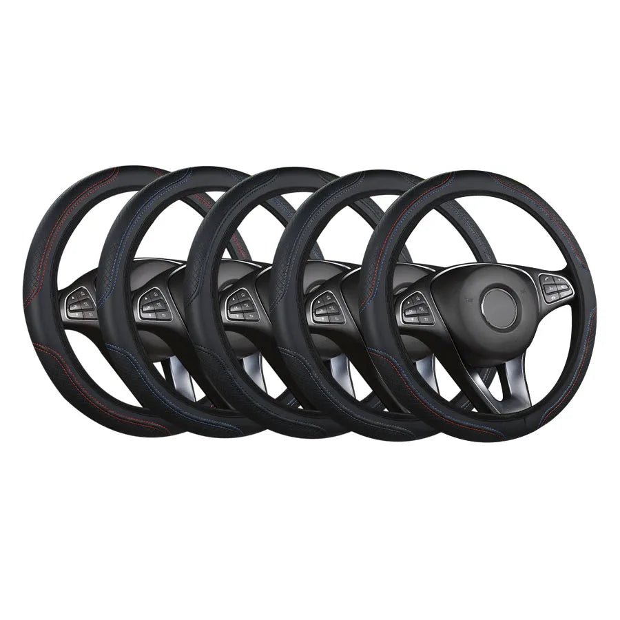 Microfiber Leather Steering Wheel Cover — No Inner Ring, Anti-Slip Breathable Universal Fit