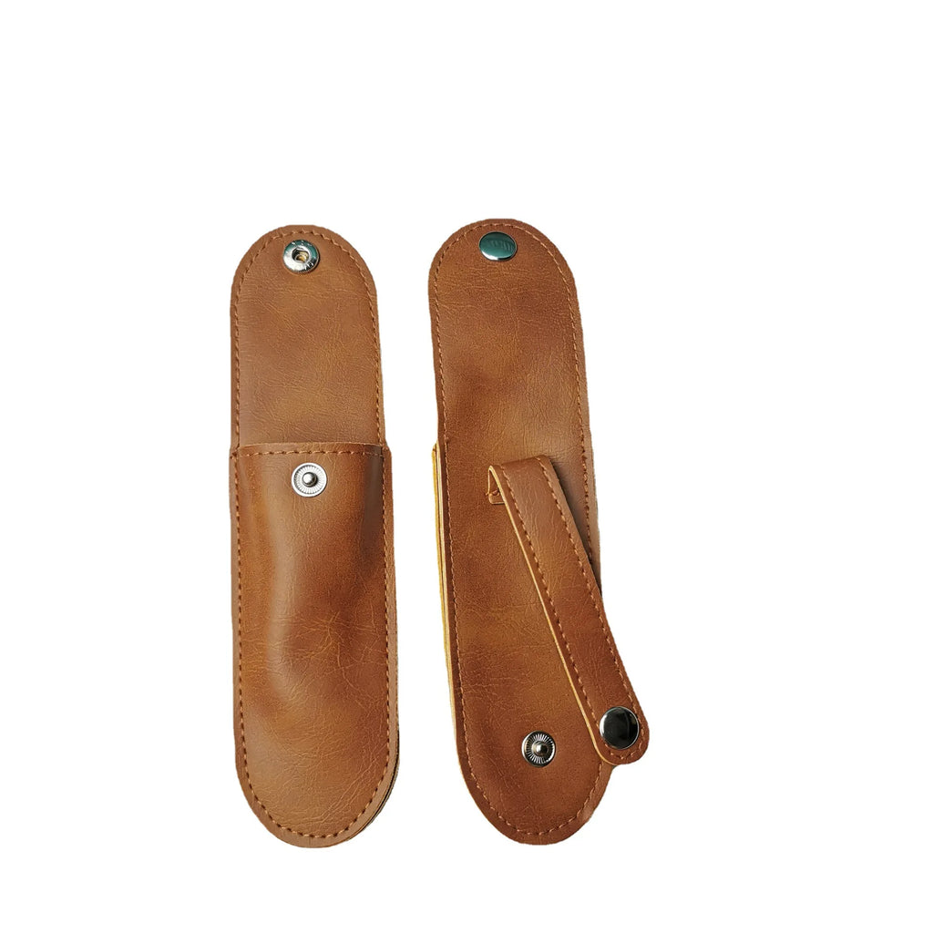 Funda de cuero para navaja plegable con soporte para linterna - Trabilla para cinturón y para llevar en el bolsillo