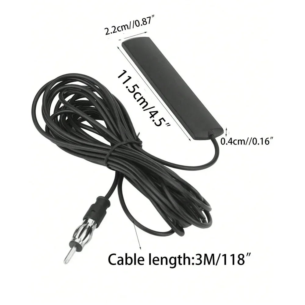 Universal Car FM Radio Antenna with Amplifier — 3M Signal Booster for Car, Boat & RV