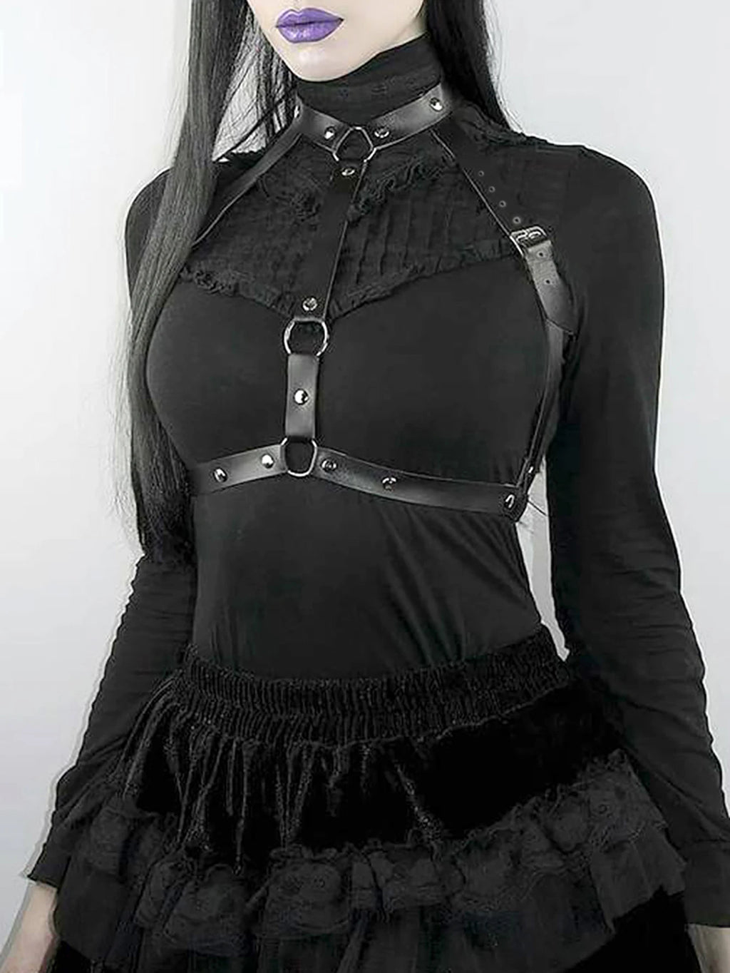 Women's Punk Chest Harness Belt — Faux Leather Gothic Suspender