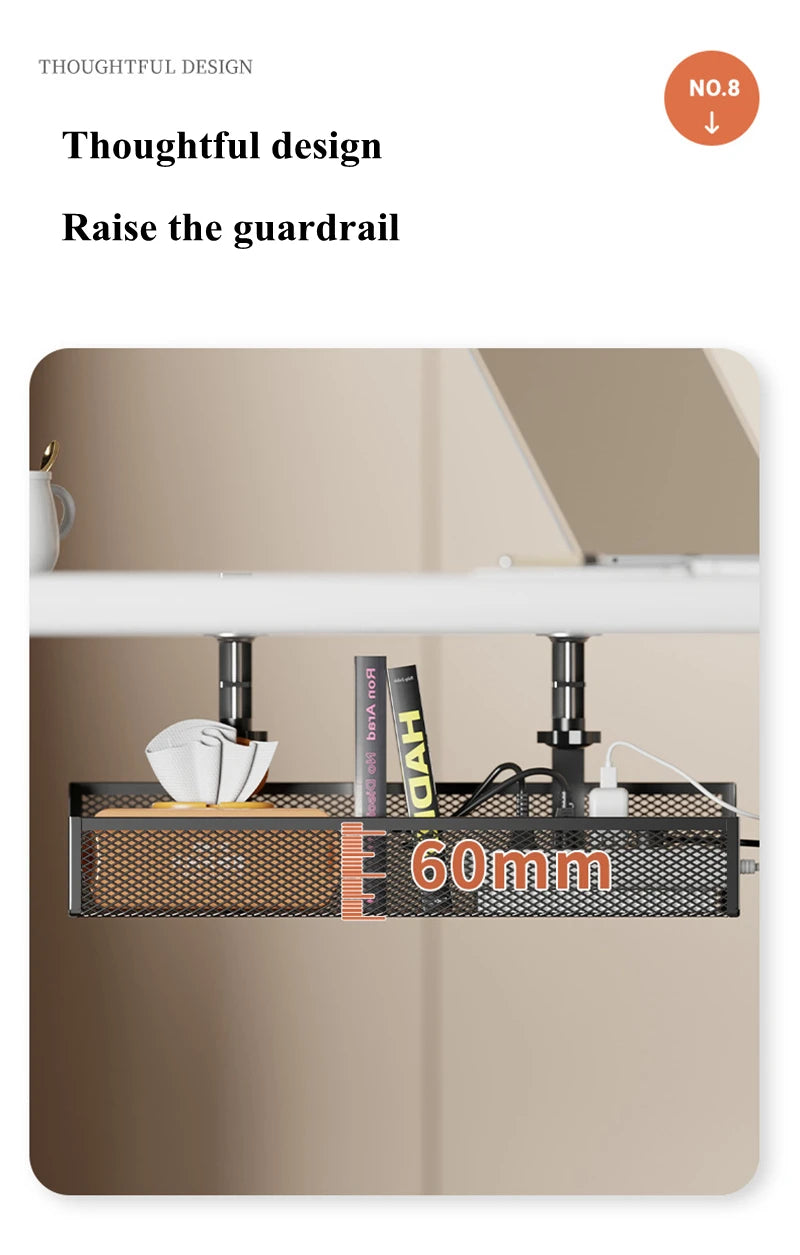 Under-Desk Cable Organizer Tray — No-Drill, Clamp-On