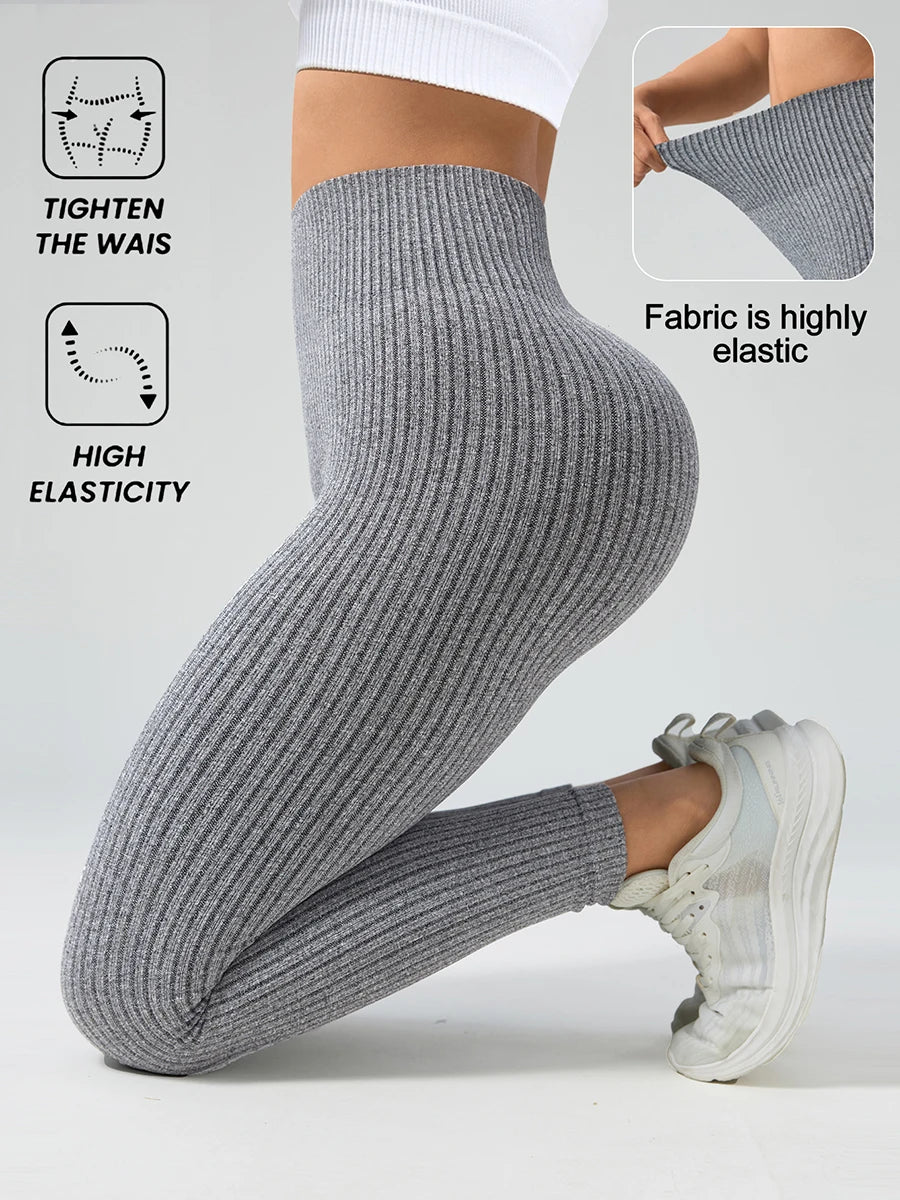 LLHOSO Leggings de yoga sin costuras para mujer — Cintura alta, control de abdomen, efecto levantamiento de glúteos, pantalones de gimnasio