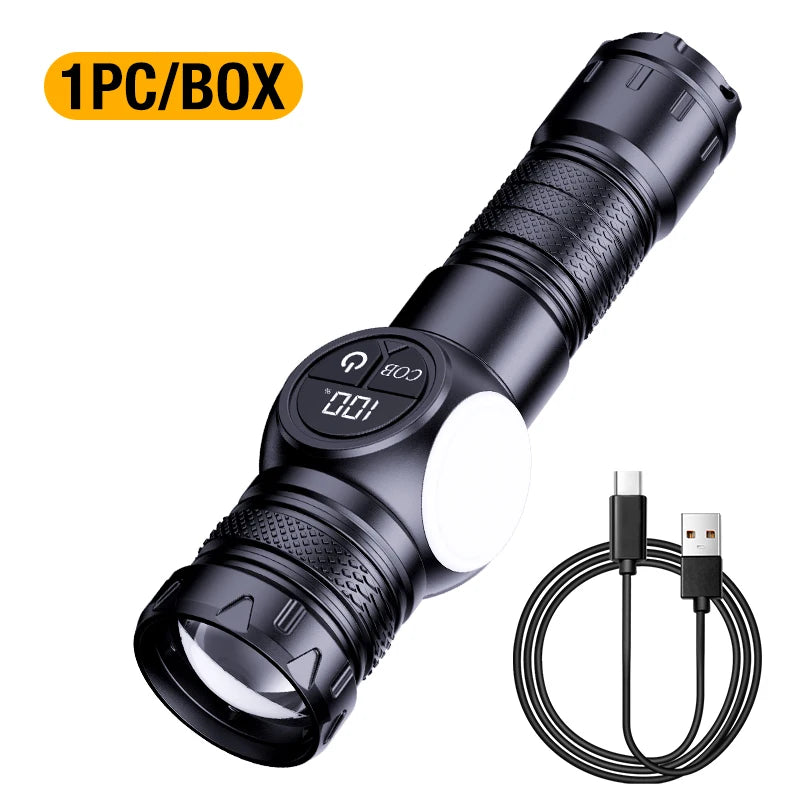 T6 LED Zoomable Rechargeable Flashlight — Aluminum Alloy Telescopic Outdoor Searchlight