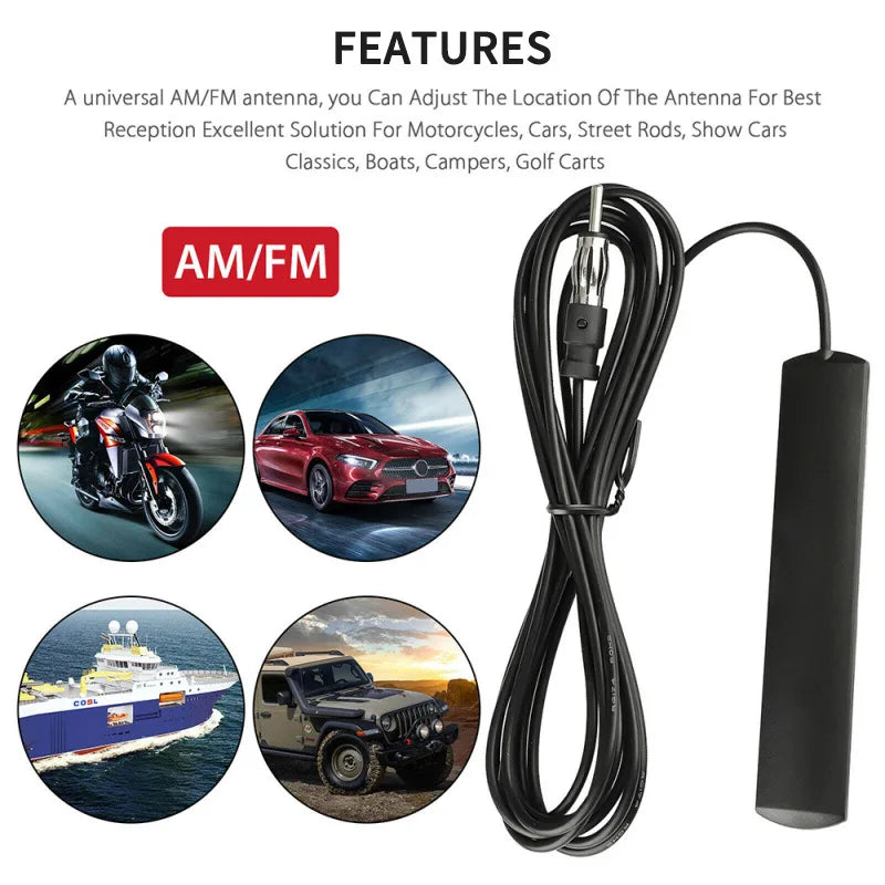 Antena universal de radio FM para coche con amplificador — Amplificador de señal de 3M para coche, barco y caravana