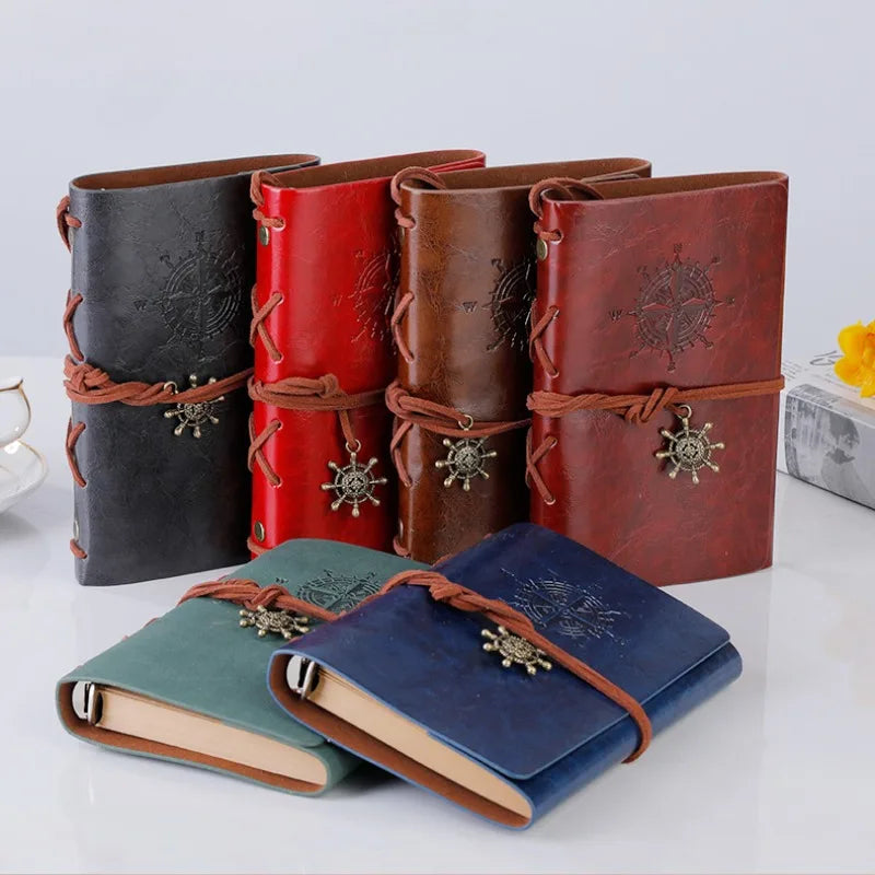 Retro PU Leather Traveler Notebook — Soft Cover Kraft Paper Diary for Kids & Adults, 14x10cm
