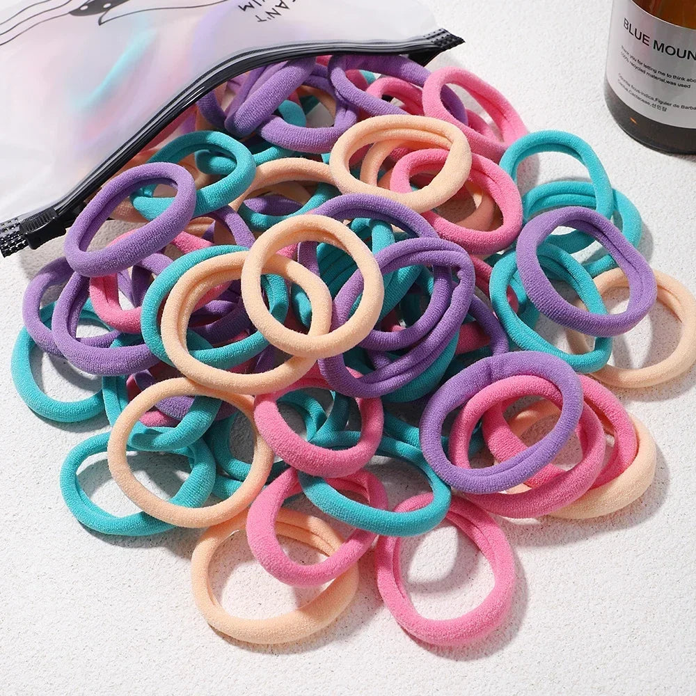 Mixed Colors Hair Ties & Scrunchies — 30/50/100-Pack Elastic Bands