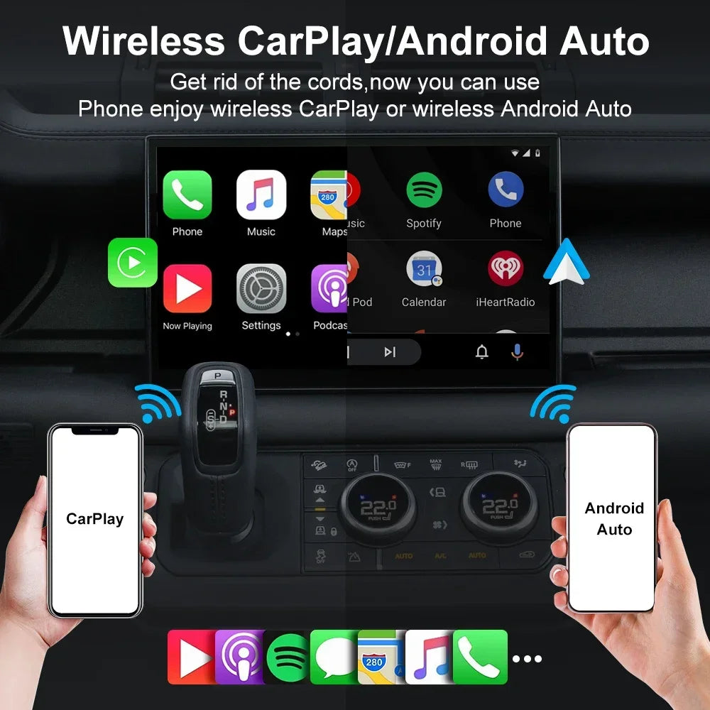 Adaptador inalámbrico para CarPlay y Android Auto — Convertidor Bluetooth Plug & Play para vehículos de 2016 en adelante