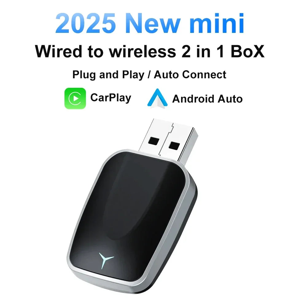Adaptador inalámbrico para CarPlay y Android Auto — Convertidor Bluetooth Plug & Play para vehículos de 2016 en adelante
