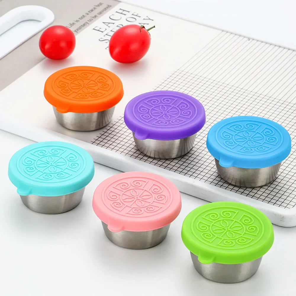 Stainless Steel Salad Dressing Container — 40ml Leakproof Reusable Cup with Silicone Lid