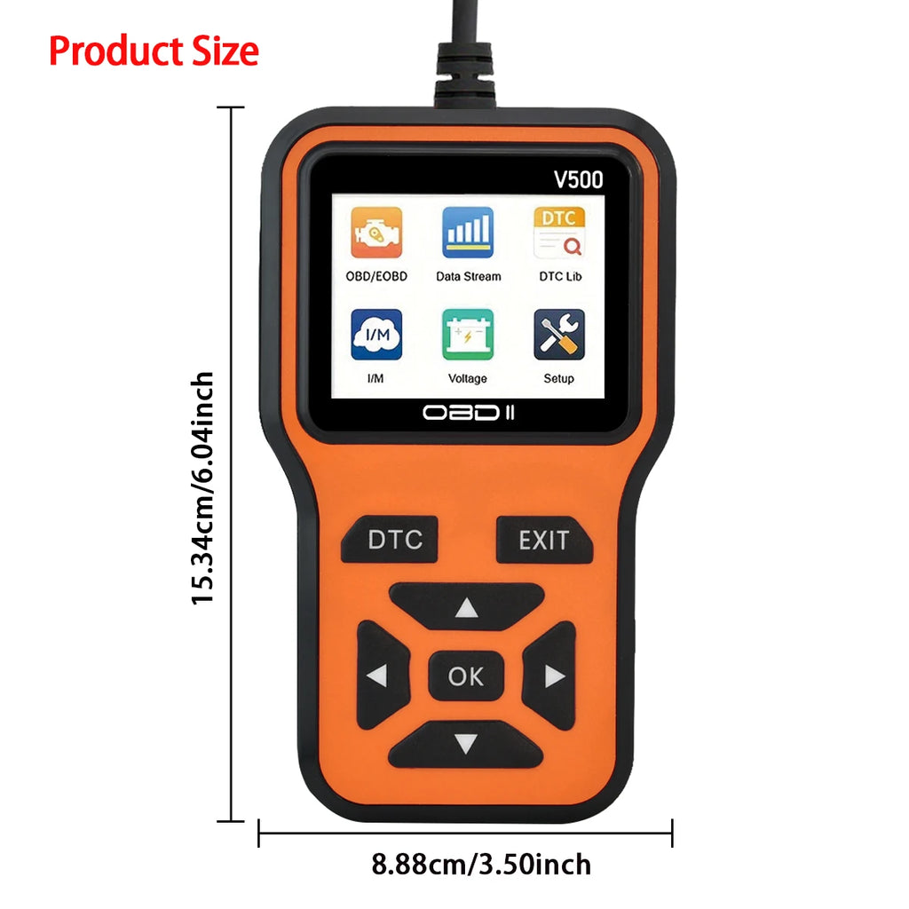 Escáner de diagnóstico de coche Jexiwe V500 OBD2 — Lector de códigos de fallos de motor y comprobador de voltaje