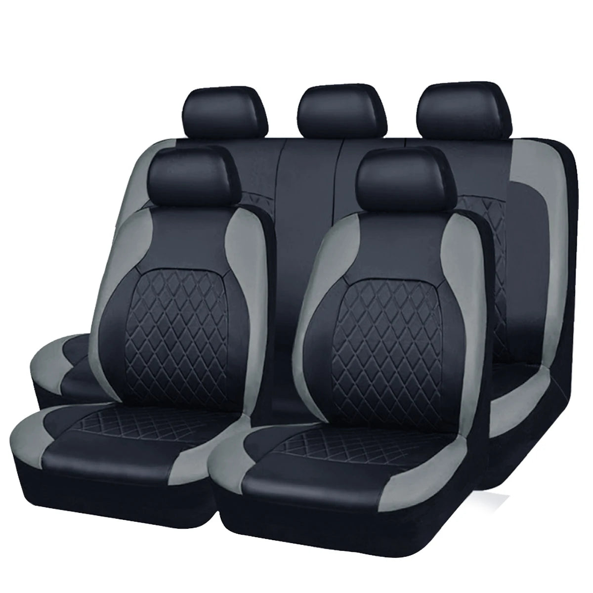 Quilted PU Leather Car Seat Cover Set — Full 9-Piece Waterproof Universal Fit for Sedan, SUV & Truck