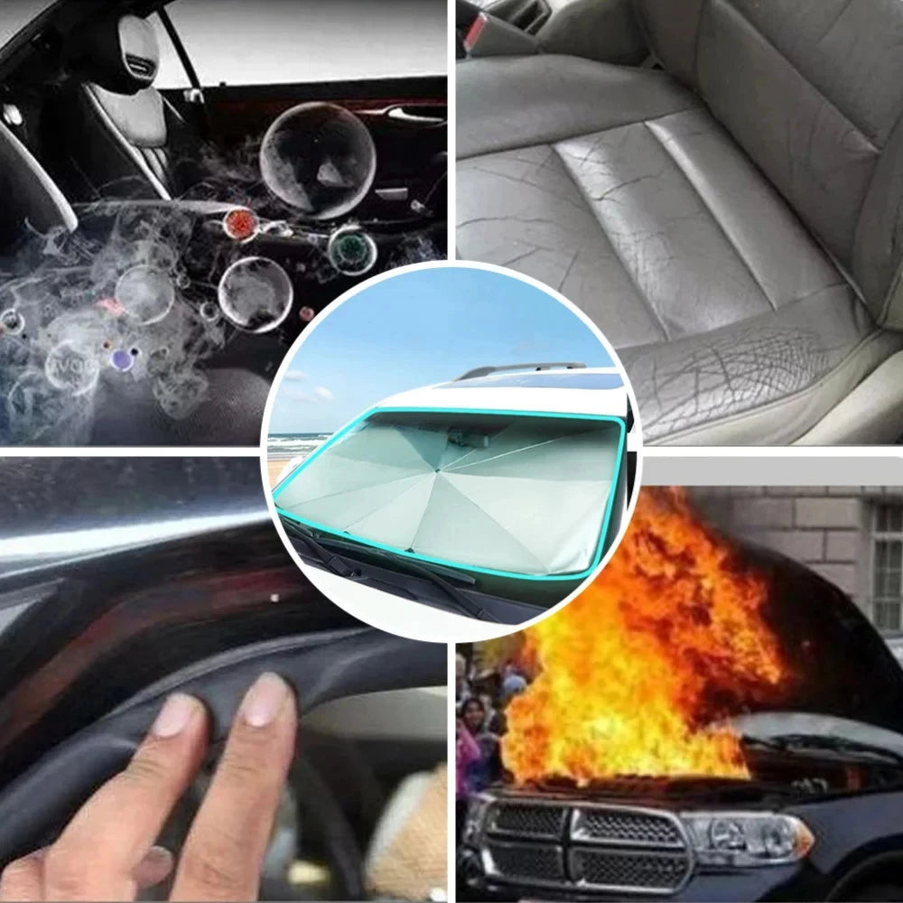 Parasol para parabrisas de coche — Plata titanio, engrosado, plegable, protección UV
