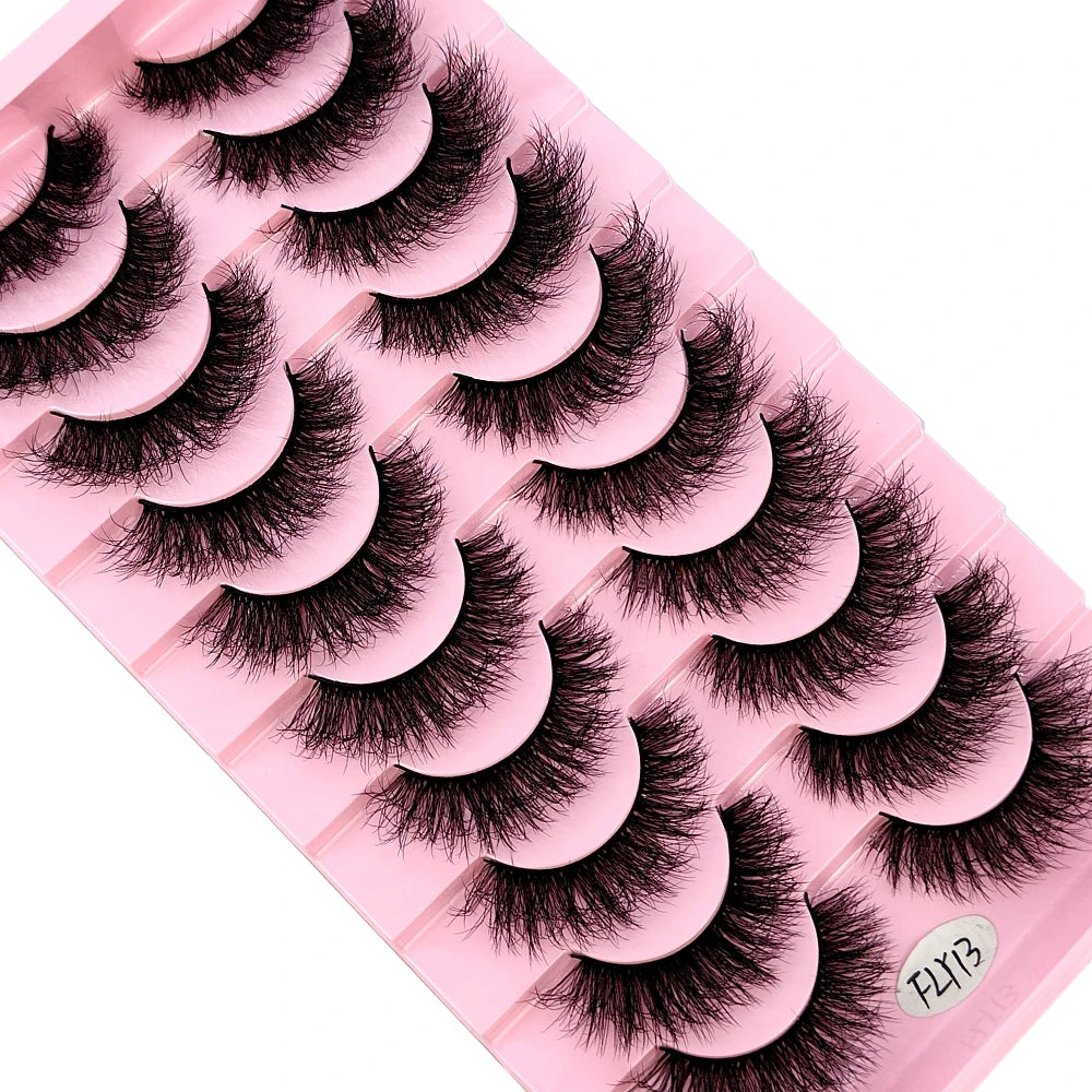 Faux Mink False Lashes — 10 Pairs Natural & Wispy Handcrafted Eyelashes