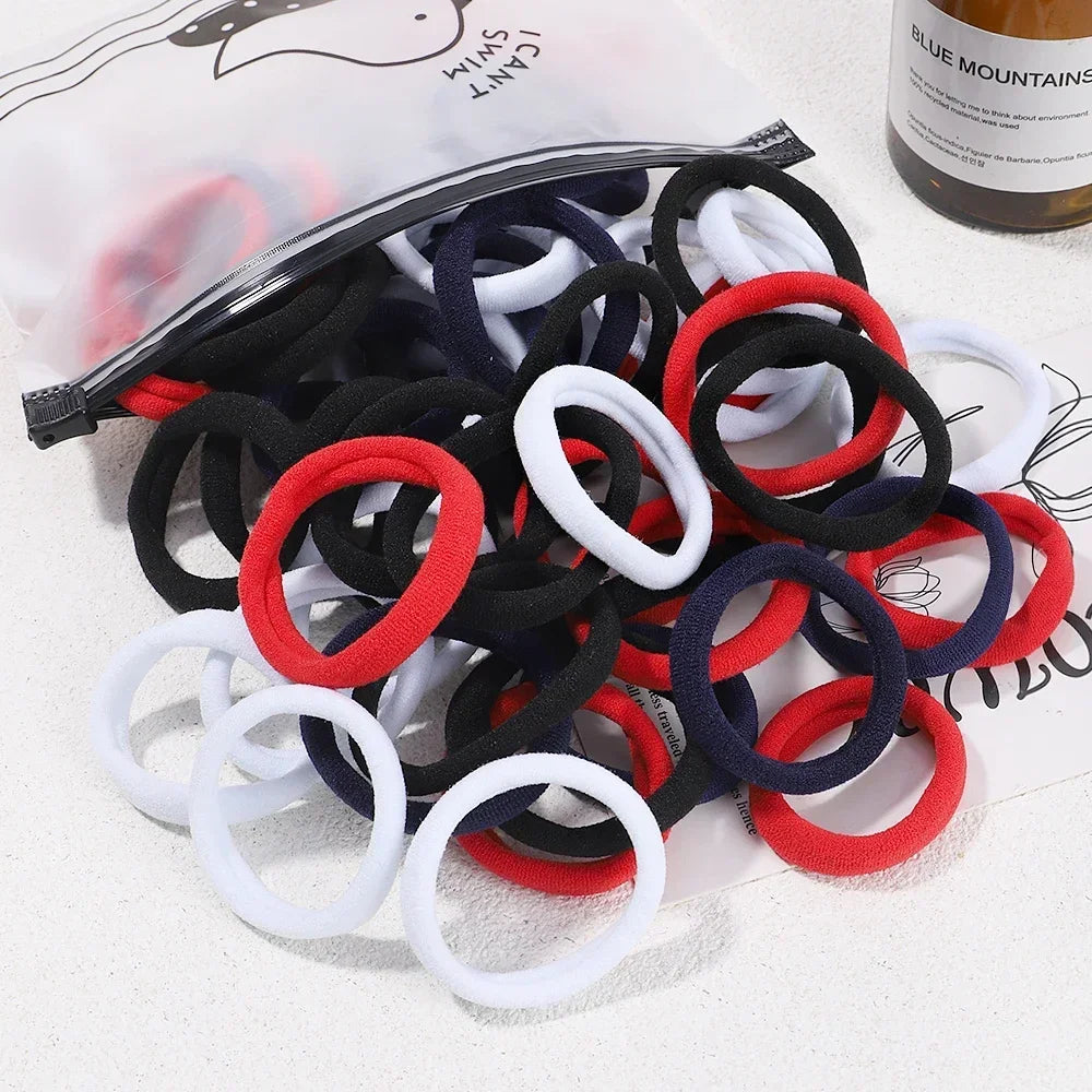Mixed Colors Hair Ties & Scrunchies — 30/50/100-Pack Elastic Bands
