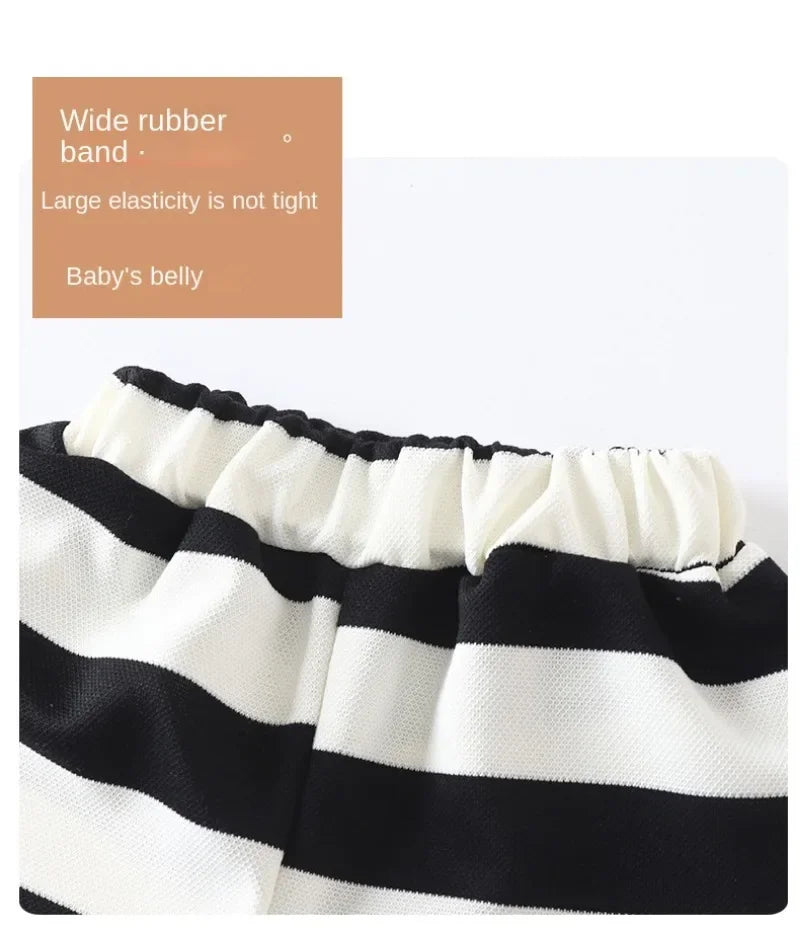 Conjunto de camiseta y shorts a rayas para niños — Chándal de verano unisex para niños y niñas de 4 a 6 años