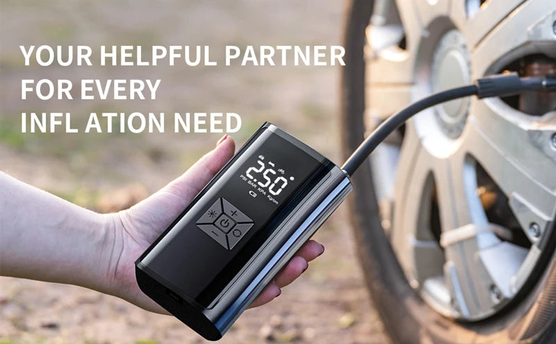 Compresor de aire portátil de 150 PSI para inflar neumáticos — Bomba compacta inalámbrica y con cable para coches, bicicletas y más