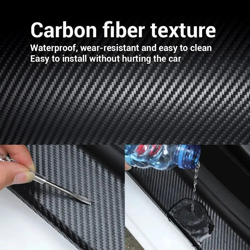 Cinta Protectora para Puertas de Coche de Nanofibra de Carbono — Tira Adhesiva Impermeable Antirrayas 1–5m