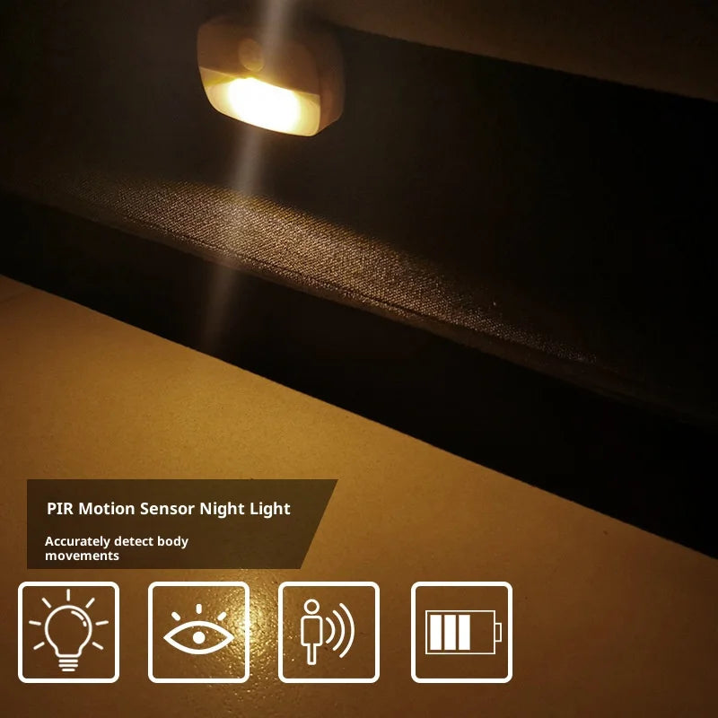 Luz nocturna LED con sensor de movimiento — Enchufable, 3 modos, encendido/apagado automático