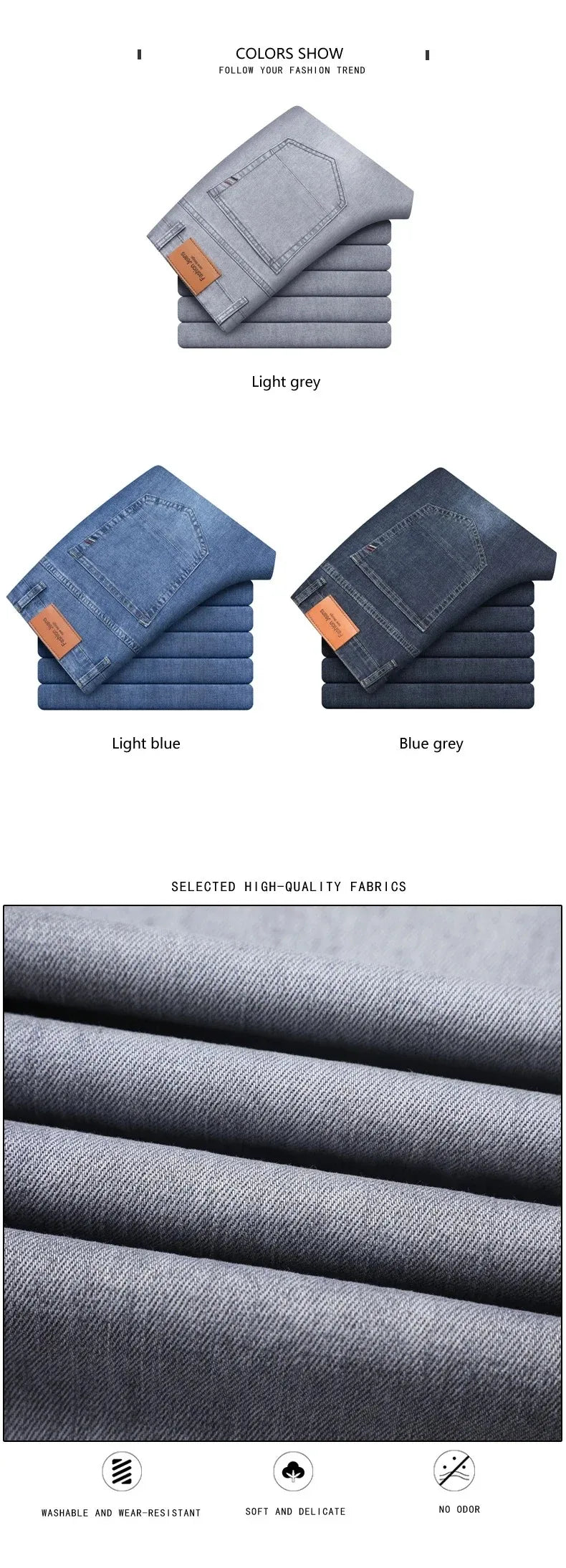 Men's Stretch Straight Jeans — Smart Casual Business Denim, Sizes 29–42