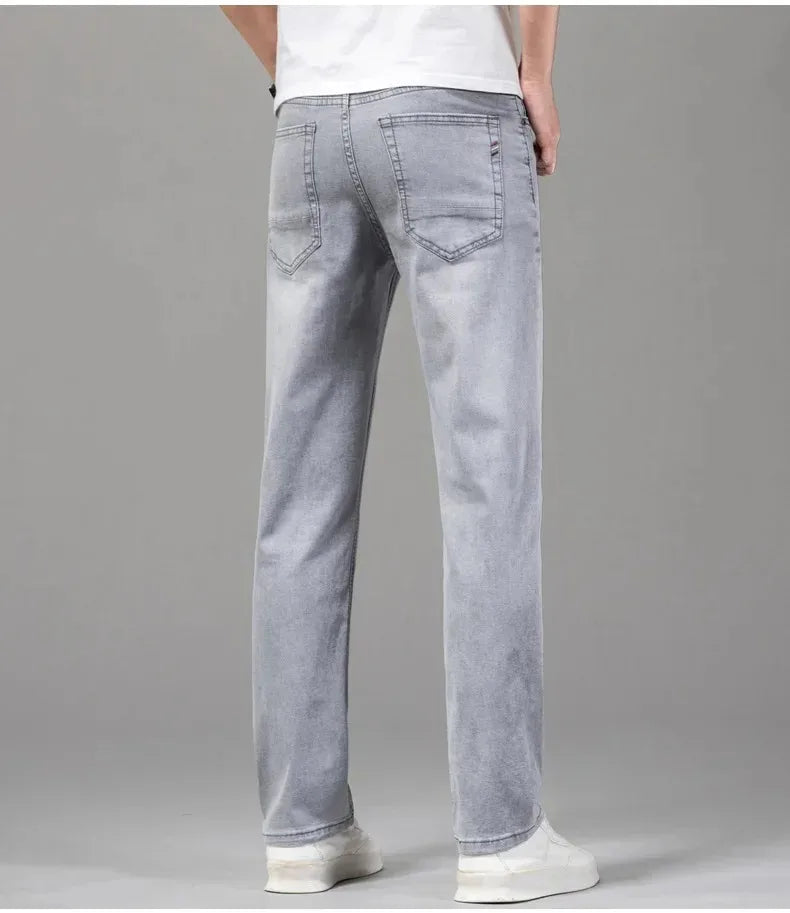 Men's Stretch Straight Jeans — Smart Casual Business Denim, Sizes 29–42