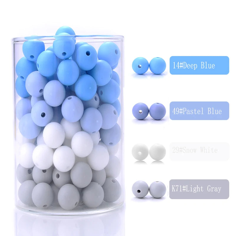 Cuentas de silicona para mordedor de bebé, paquete de 50 unidades, redondas de 12 mm, cuentas de chupete DIY sin BPA