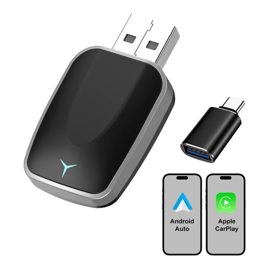 Adaptador inalámbrico para CarPlay y Android Auto — Convertidor Bluetooth Plug & Play para vehículos de 2016 en adelante