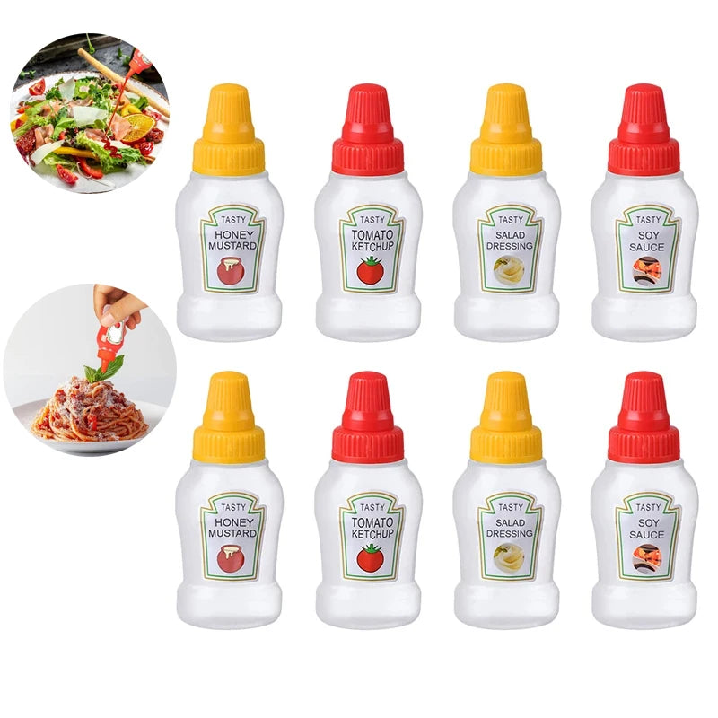 Mini Condiment Squeeze Bottles 25ml — Portable Sauce Dispensers for Lunchboxes (4 or 8pcs)