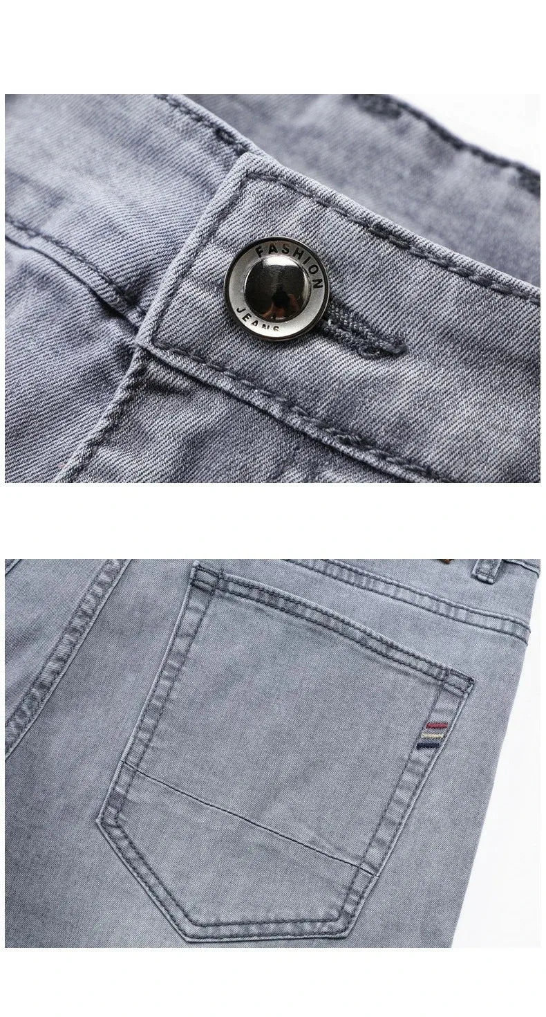 Men's Stretch Straight Jeans — Smart Casual Business Denim, Sizes 29–42