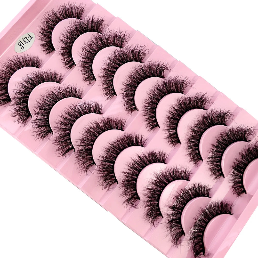 Faux Mink False Lashes — 10 Pairs Natural & Wispy Handcrafted Eyelashes