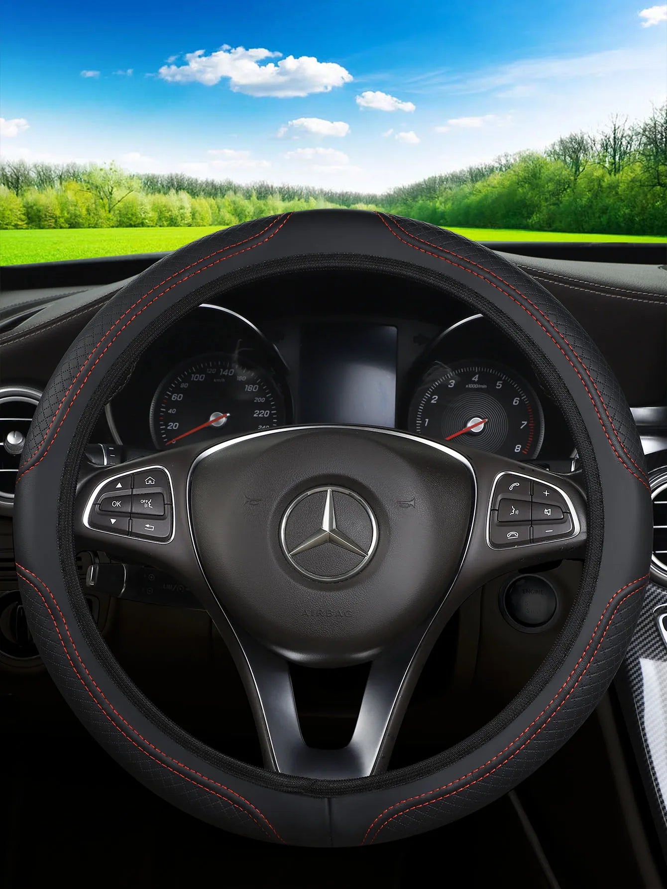 Microfiber Leather Steering Wheel Cover — No Inner Ring, Anti-Slip Breathable Universal Fit