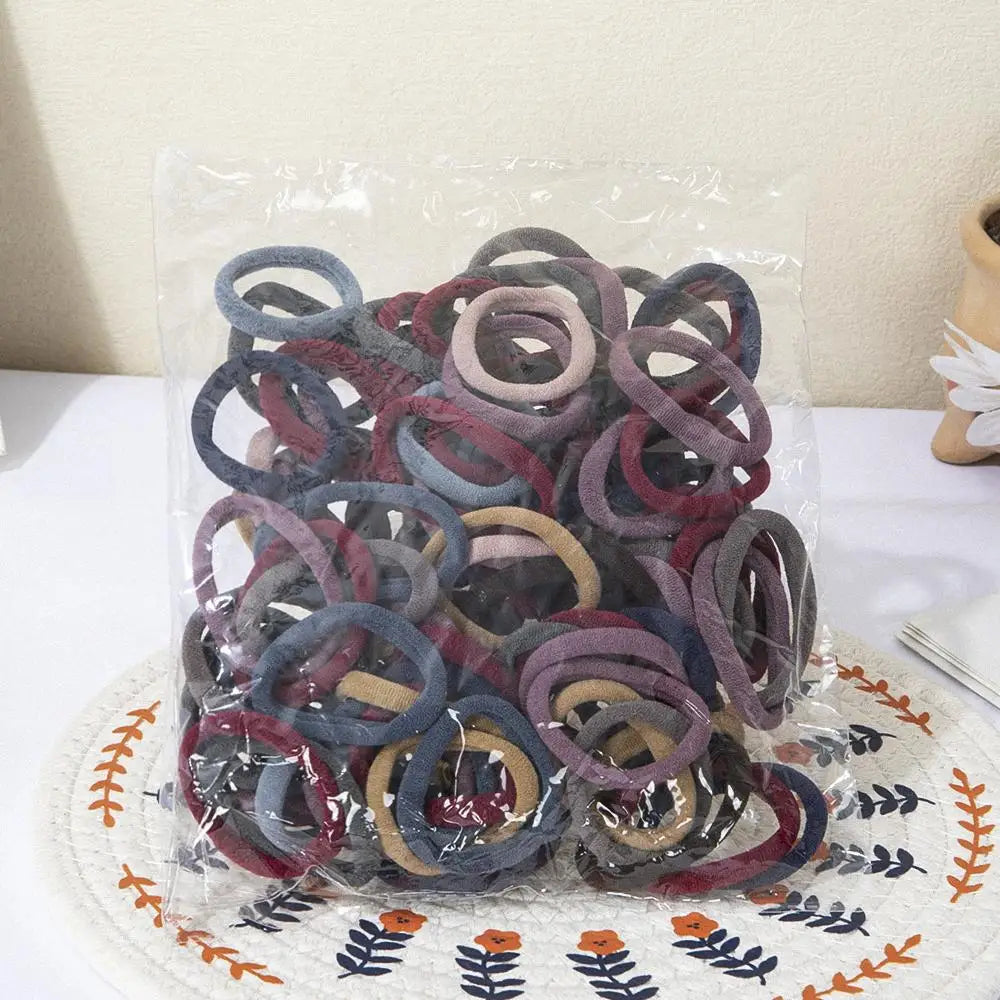 Mixed Colors Hair Ties & Scrunchies — 30/50/100-Pack Elastic Bands