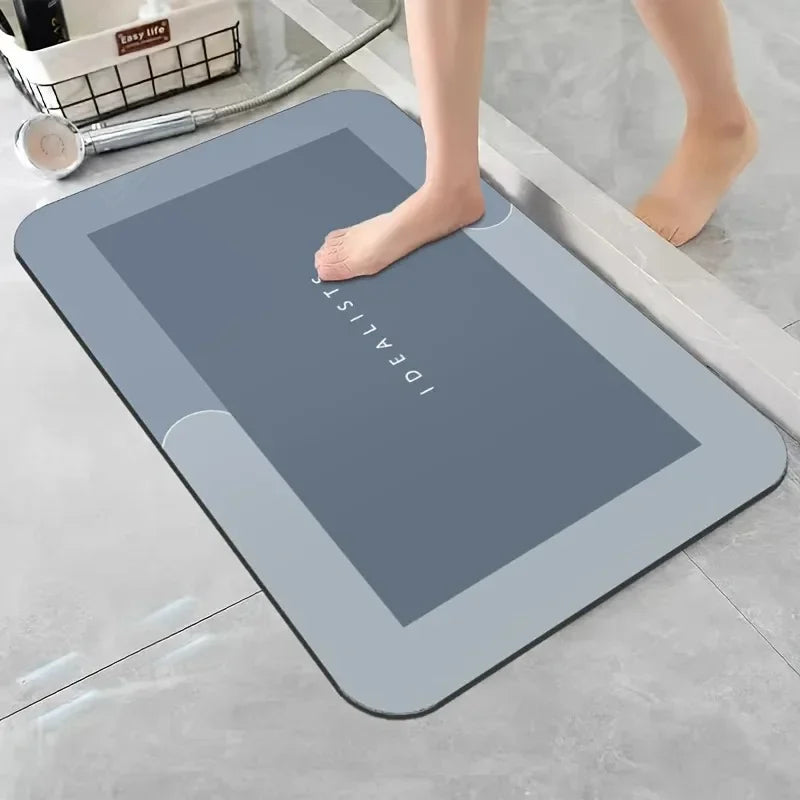 Diatomaceous Earth Bath Mat — Super Absorbent, Non-Slip, Fast-Drying Floor Mat for Bathroom & Kitchen