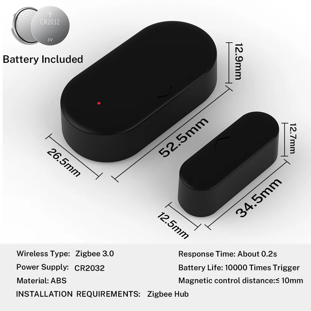 Zigbee 3.0 Door & Window Contact Sensor — Smart Home Security Sensor for Home Assistant, Alexa & Yandex