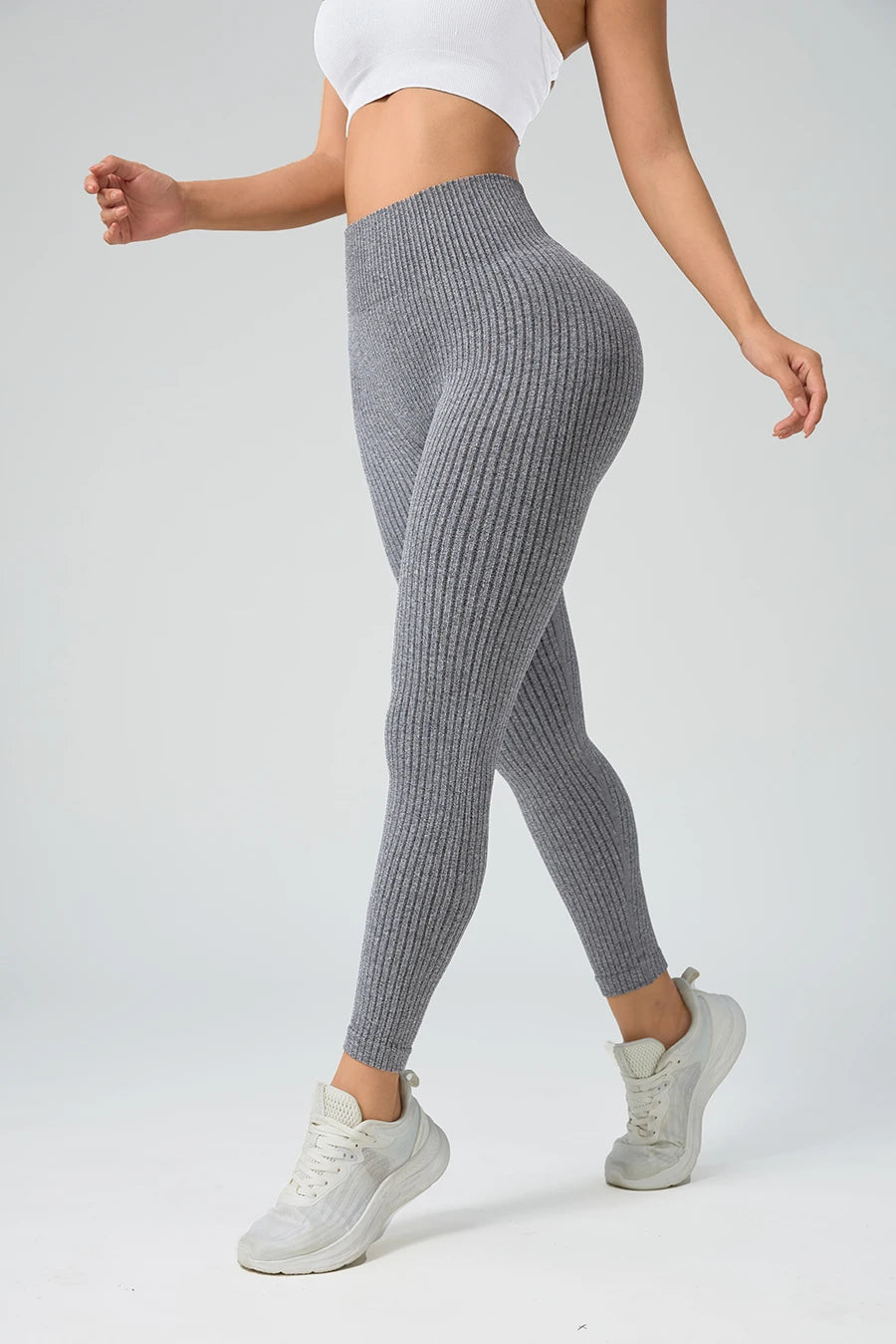 LLHOSO Leggings de yoga sin costuras para mujer — Cintura alta, control de abdomen, efecto levantamiento de glúteos, pantalones de gimnasio