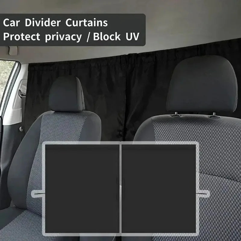 Car Privacy Partition Curtain — Rear Seat Insulation Shade for Cars, RVs & Vans