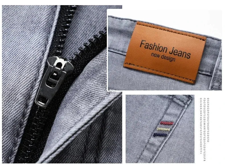 Men's Stretch Straight Jeans — Smart Casual Business Denim, Sizes 29–42