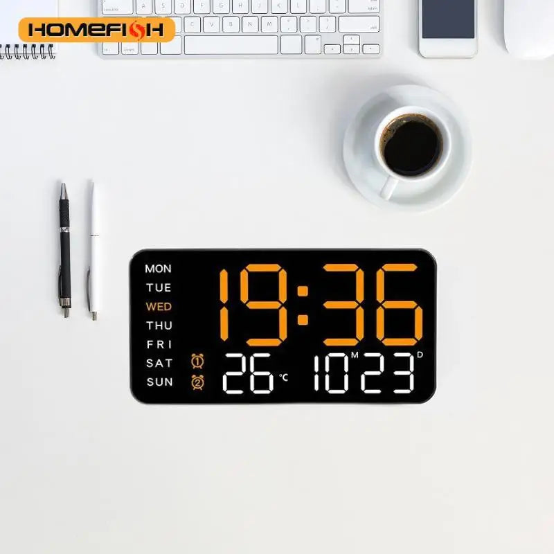 Reloj de Pared Digital LED Gigante — Hora, Temperatura, Fecha y Alarma